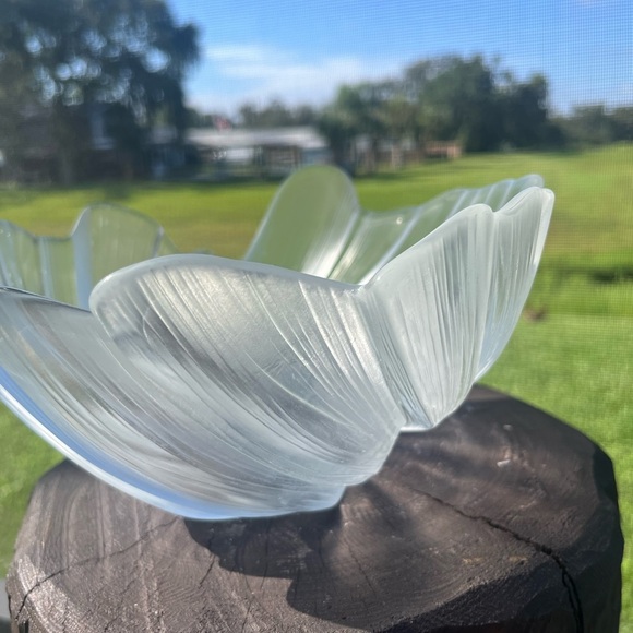 Vintage Mikasa SPUN SILK 10 1/2”Crystal Bowl~Frosted Swirl Sculpted Art~Germany - Picture 7 of 12